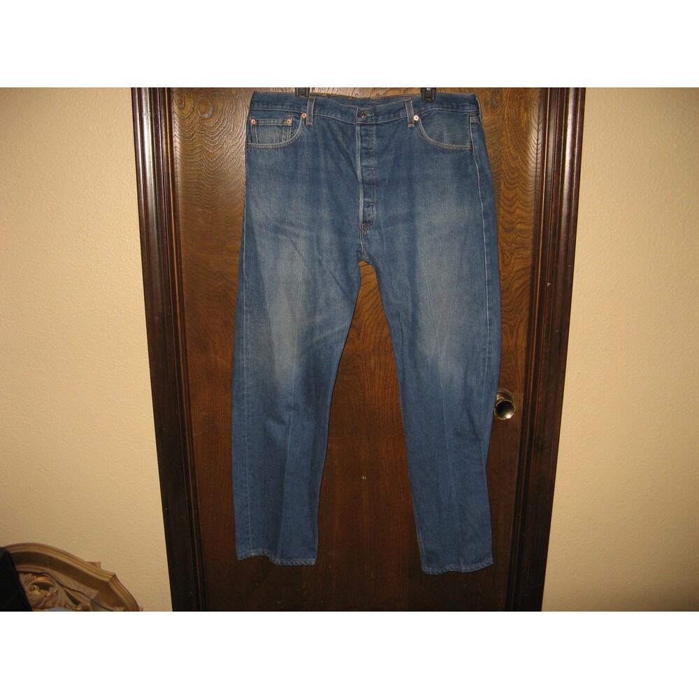 Mens Levis 501 Button Fly Denim Jeans 501 0115 Size 42 x 32 Made In USA